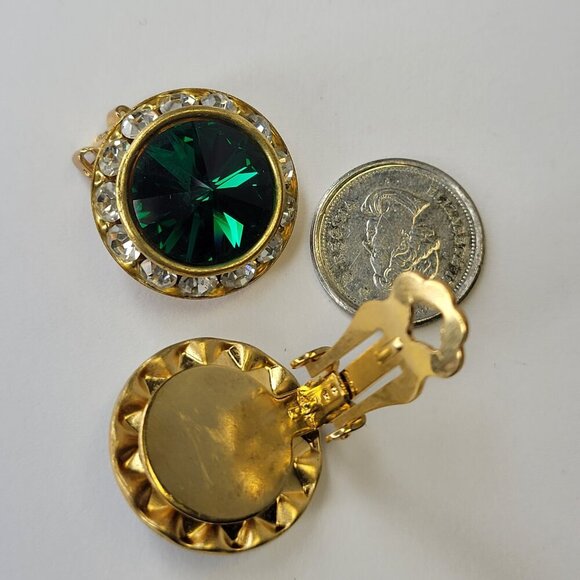 Green Clip On Earrings, 22mm Green ClipOns - Picture 3 of 4